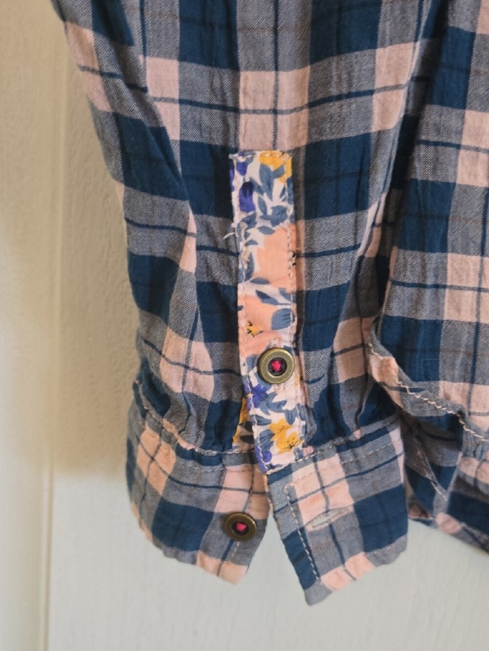 Pilcro Blue and Pink Plaid Button-Up Blouse - Picture 2 of 9